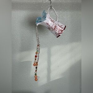 Red and White Porcelain Creamer Sun Catcher